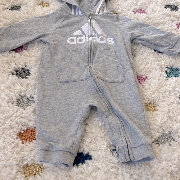 Adidas Zip Up Hooded Bodysuit Romper 6 Months - Picture 3 of 5